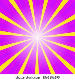 Pop art colorful comics book magazine cover. Striped background. Cartoon funny retro pattern strip mock up. Vector halftone illustration. 90-s style. Sunburst, starburst shape.