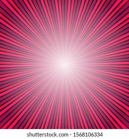 Pop art colorful comics book magazine cover. Striped background. Cartoon funny retro pattern strip mock up. Vector halftone illustration. 90-s style. Sunburst, starburst shape.