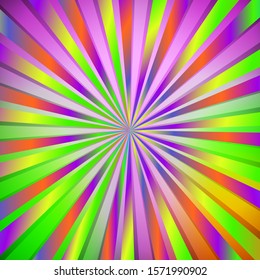 Pop art colorful comics book magazine cover. Striped rainbow background. Cartoon funny retro pattern strip mock up. Vector halftone illustration. 90-s style. Sunburst, starburst shape.