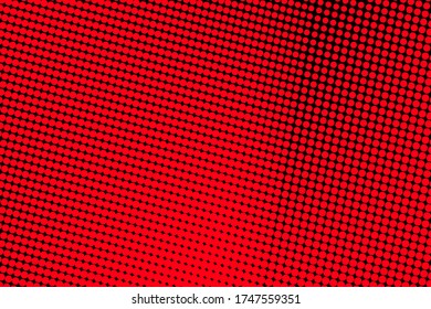 Pop art colorful comics book magazine cover. Polka dots red and black background. Cartoon funny retro pattern. Vector halftone illustration. 90-s style. Template design for poster, card, flyer.