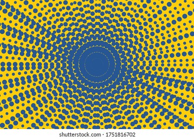 Pop art colorful comics book magazine cover. Polka dots yellow and blue background. Cartoon funny retro pattern. Vector halftone illustration. Template design for poster, card, flyer.