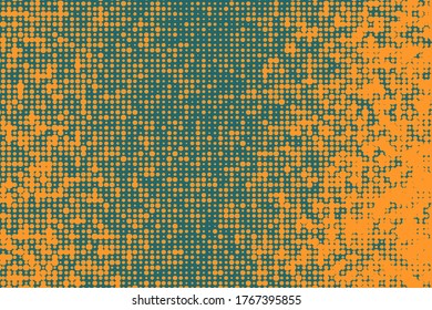Pop art colorful comics book magazine cover. Polka dots yellow and blue background. Cartoon funny retro pattern mock up. Vector halftone illustration.90-s style.Template design for poster, card, flyer