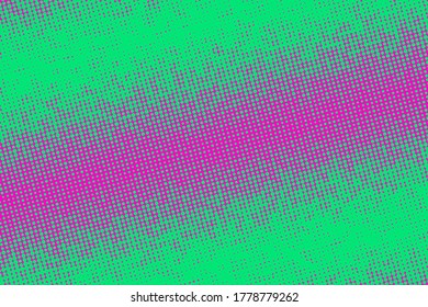 Pop art colorful comics book magazine cover. Polka dots green and pink background. Cartoon funny retro pattern. Vector halftone illustration. Template design for poster, card, flyer.