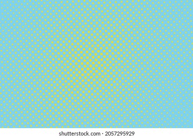 Pop art colorful comics book magazine cover. Polka dots blue and yellow background. Cartoon funny dotted retro pattern. Vector halftone illustration. Template design for poster, card, flyer.