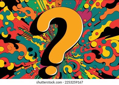 pop art colorful large question mark 