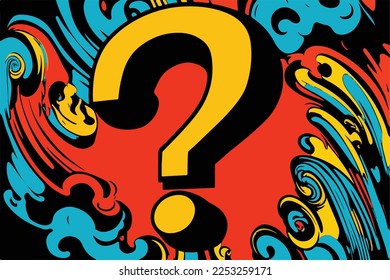 pop art colorful large question mark 