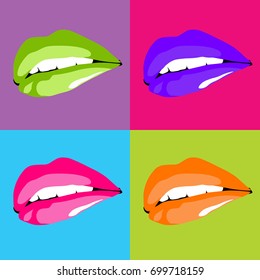 Pop Art Colorful Lips Stock Vector (Royalty Free) 699718159 | Shutterstock