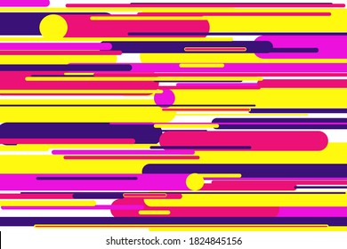 Pop art colors comic illustration background. 80's colorful vector design of lined pink, purple and blue colored paint brush strokes or horiozntal lines pattern vector