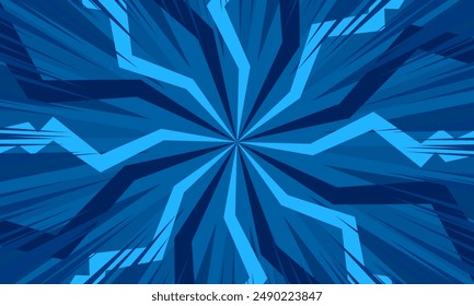 pop art comic background with abstract rays on blue