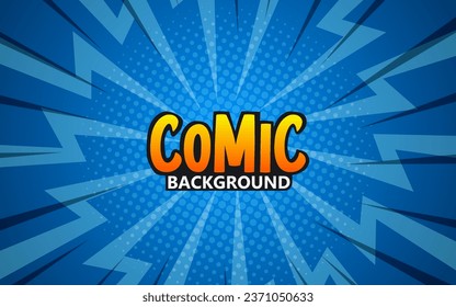 Pop art comic background. Blue Cartoon Vector Illustration