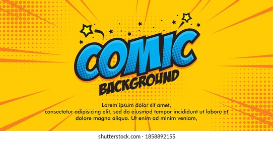 Pop art comic background with burst and star. Cartoon Vector Illustration on yellow