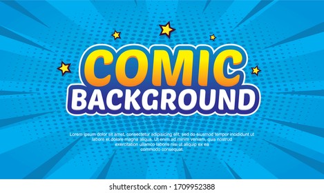 Pop art comic background. Cartoon Vector Illustration on blue