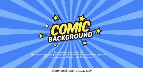 Pop art comic background. Cartoon Vector Illustration on blue