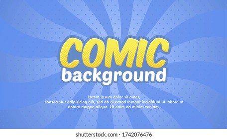 Pop art comic background. Cartoon Vector Illustration on blue