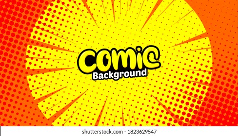 Pop-Art-Comic-Hintergrund. Cartoon-Vektorgrafik auf Punkt halfton