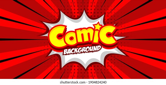 Pop art comic background. Cartoon Vector Illustration on RED