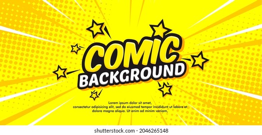 Pop art comic background. Cartoon Vector Illustration on yellow