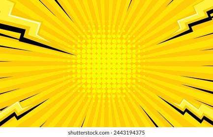 fondo de cómic de arte pop con iluminación de dibujos animados en amarillo	