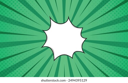 Pop de arte de fondo cómico. Ilustración vectorial de dibujos animados en verde
