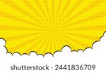 Pop art comic background with cloud. Cartoon Vector Illustration on blue. Pop art comic yellow background. Cartoon Vector Illustration