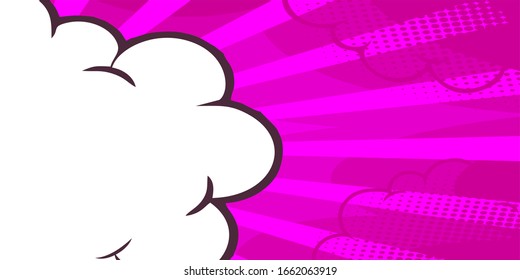 Pop art comic background with cloud. Cartoon Vector Illustration on pink