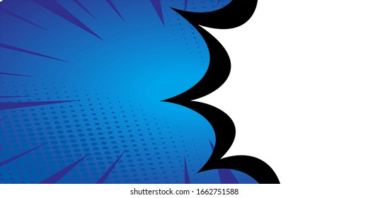 Pop art comic background with cloud and star. Cartoon Vector Illustration on blue