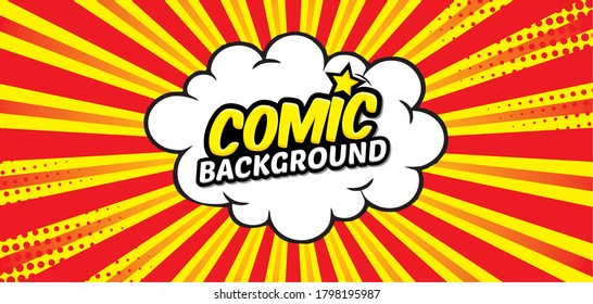 Pop art comic background with cloud. Cartoon Vector Illustration on yellow