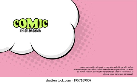 Pop art comic background with cloud and dot halftone. Cartoon Vector Illustration 