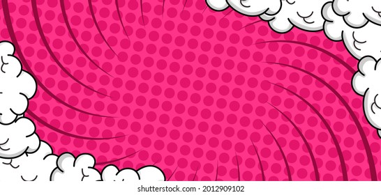 Pop art comic background with cloud. Cartoon Vector Illustration on pink