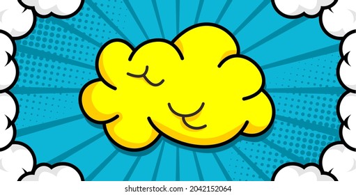 El fondo del cómic pop con nube. Ilustración del vector de dibujos animados en azul