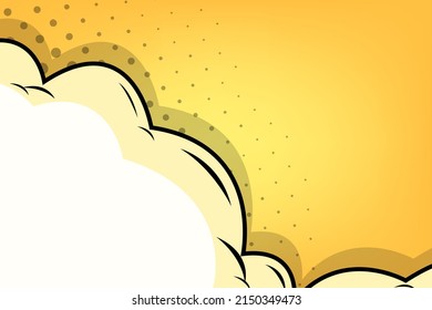 pop art comic background with cloud and dot halftone on yellow	