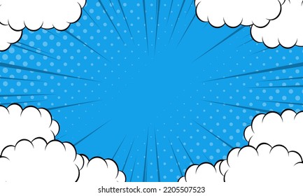 Pop art comic background with cloud and star