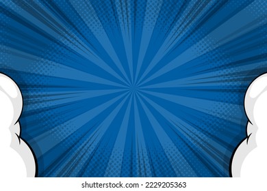 Pop art comic background with cloud and star. Cartoon Vector Illustration on blue