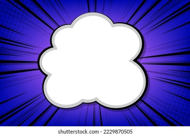 Pop art comic background with cloud and star. Cartoon Vector Illustration on blue