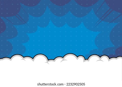 Pop art comic background with cloud. Cartoon Vector Illustration on blue