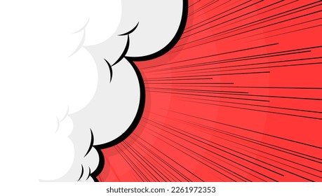 Pop art comic background with cloud and star. Cartoon Vector Illustration on Red