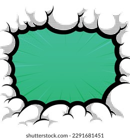 El fondo del cómic pop con nube. Ilustración vectorial de dibujos animados sobre verde