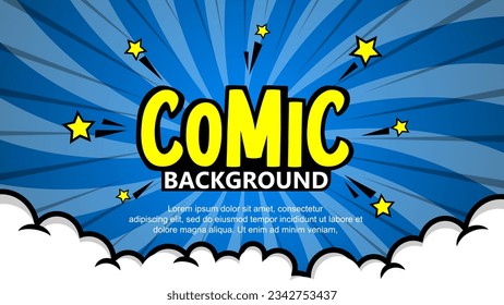 
Pop art comic background with clouds and stars. Cartoon Vector Illustration eps 10.