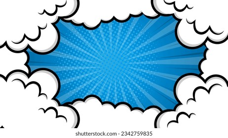 
Pop art comic background with clouds. Cartoon Vector Illustration eps 10.