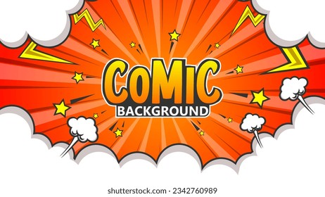 Pop art comic background with clouds and stars. Cartoon Vector Illustration eps 10.