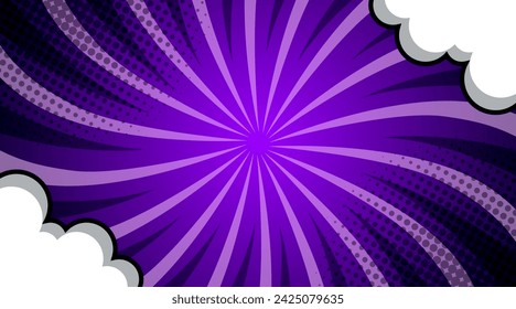 Pop art comic background with clouds. Cartoon Vector Illustration