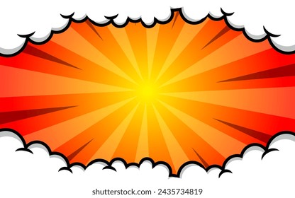 Pop art comic background with clouds. Cartoon Vector Illustration