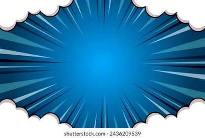 Pop art comic background with clouds. Cartoon Vector Illustration