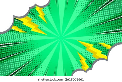 Pop Art Comic Achtergrond met Wolken en Lightning Vector Illustratie