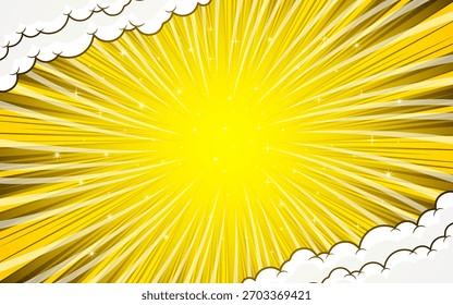 Pop art comic background with clouds. Cartoon Vector Illustration.