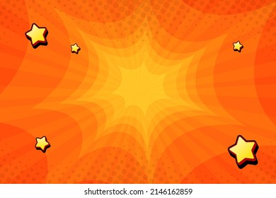 Pop art comic background with dot halftone and star. Cartoon Vector Illustration