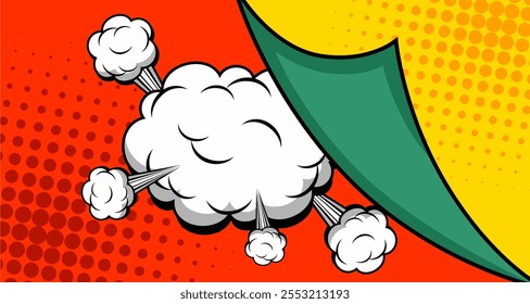 Pop-Art-Comic-Hintergrund mit Flip-Papier-Effekt und Punkt-Halbton