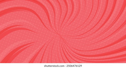 Fondo de cómic de arte Pop con puntos de semitono brillantes. Ilustración vectorial de dibujos animados en color rojo
