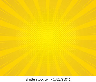 Pop Art Comic Background Halftone Dots. Vector Illustration On Yellow Orange 