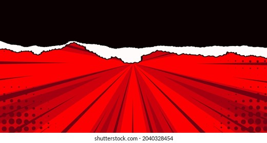 Pop-Art Comic-Hintergrund mit Loch-oder Risse-Effekt und Punkt-halfton. Cartoon-Vektorgrafik